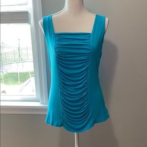 Boston Proper turquoise ruched front tank M
